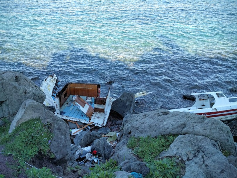 Boat wreckage on northern shore of Lesvos